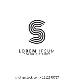 Initial letter s uppercase modern logo design template elements. Black letter isolated on white background. Suitable for business, consulting group company.