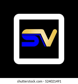 Initial Letter S V Linked Design Logo blue gold