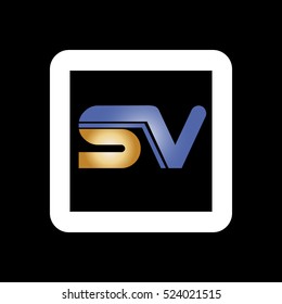Initial Letter S V Linked Design Logo Silver gold