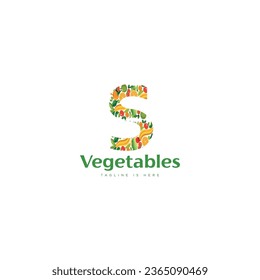 Letra inicial S Vector de logotipo de vegetales
