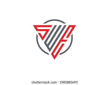 Initial Letter S W E triangle monogram modern logo Red and Gray
