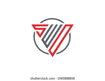 Initial Letter S W O triangle monogram modern logo Red and Gray
