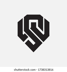 Überlappende Anfangsbuchstaben S, W, SW oder WS, Verriegelung, Monogramm-Logo, schwarze Farbe auf weißem Hintergrund