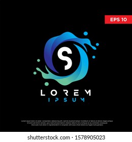 initial letter s water splash logo. modern icon, template design