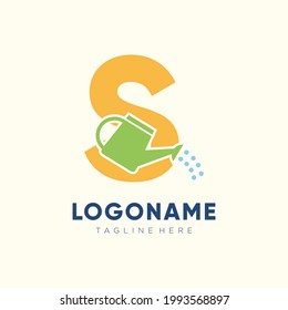 Letra inicial S El riego puede el logotipo Diseño Ilustración de iconos gráficos vectores