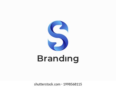 Initial Letter S With Wave 3D Logo, Initial Letter Logo For Your Company Name, Alphabet Logo Template Ready For Use, Modern Initial Logo
