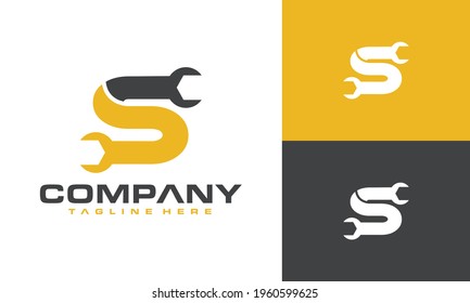 letra inicial logotipo de llave inglesa S