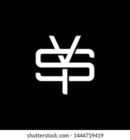 Initial letter S and Y, SY, YS, overlapping interlock monogram logo, white color on black background