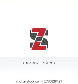 Anfangsbuchstaben S und Z, SZ, ZS, überlappendes Interlock-Monogramm-Logo, weiße Farbe auf weißem Hintergrund