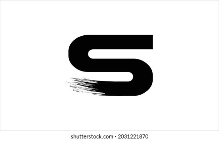 Initial Letter S  Zen  Brush Stroke letter icon logo design illustration or black paint letter logos symbol