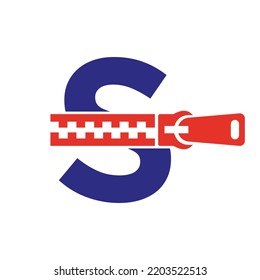 Initial Letter S Zipper Logo For Fashion Cloth, Embroidery and Textile Symbol Identity Vector Template
