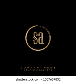 Initial letter SA beautiful handwriting logo vector template