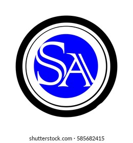 initial letter SA  blue color logo vector