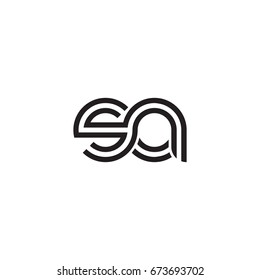 Initial letter sa, linked outline rounded lowercase, monogram black