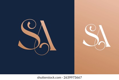 Initial letter SA AS logo design vector illustration for couple, wedding, and business