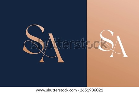 Initial letter SA AS logo design vector illustration for couple, wedding, and business