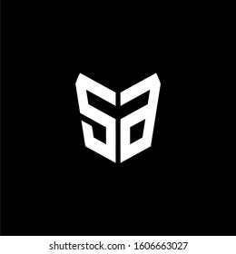 Initial letter sa logo template with geometric spartan helmet line art iilustration in flat design monogram symbol