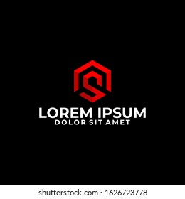 Initial letter AS or SA logo template with modern geometric 3d cube hexagonal illustration in flat design monogram symbol