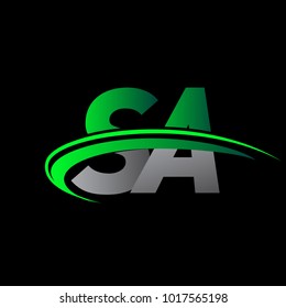 initial letter SA logotype company name colored green and black swoosh design. vector logo for business and company identity.