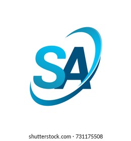 initial letter SA logotype company name colored blue swoosh design concept. vector logo for business and company identity.