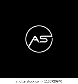 Initial letter AS SA minimalist art monogram shape logo, white color on black background.