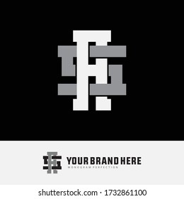 Initial letter AS and SA  overlapping, interlock, monogram logo, white and gray color on black background