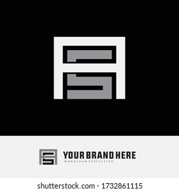 Initial letter AS and SA  overlapping, interlock, monogram logo, white and gray color on black background