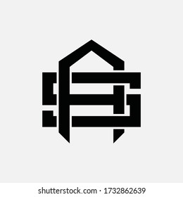Initial letter AS and SA  overlapping, interlock, monogram logo,  black color on white background