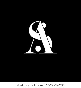 Initial letter sa s a uppercase modern logo design template elements. White letter Isolated on black background. Suitable for business, consulting group company.