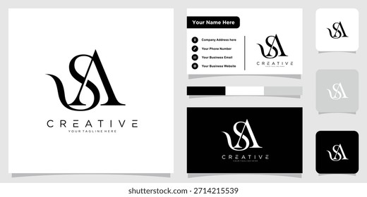 Ilustración vectorial inicial del diseño del logotipo de SA, AS