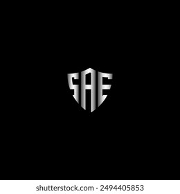 initial letter SAE with shield logo icon design vector design template