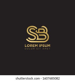 Initial Letter SB linked uppercase overlap modern gold logo vector design template. Suitable for business, consulting group company.