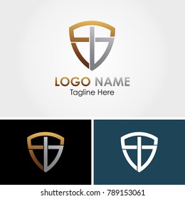 Initial Letter SB Logo Design Shield Vector