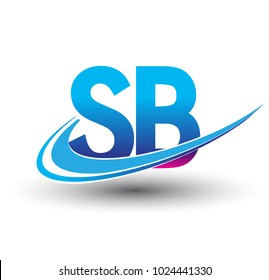 initial letter SB logotype company name colored blue and magenta swoosh design. vector logo for business and company identity.
