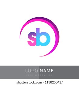initial letter SB logotype company name, coloreful and swoosh design. vector logo for business and company identity.