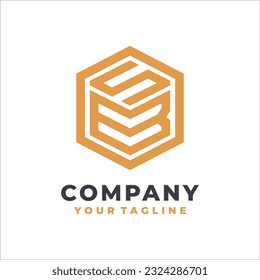 initial letter sb monogram polygon logo design
