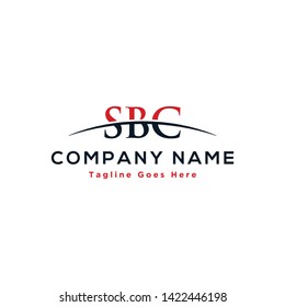 Initial letter SBC, overlapping movement swoosh horizon logo company design inspiration in red and dark blue color vector