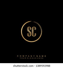 Initial letter SC beautiful handwriting logo vector template