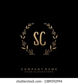 Initial letter SC beautiful handwriting logo vector template
