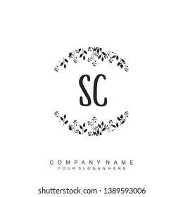 Initial letter SC beautiful handwriting logo vector template
