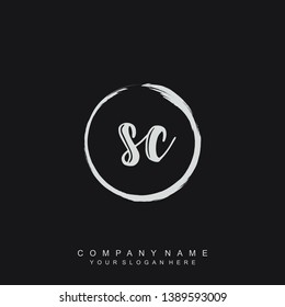 Initial letter SC beautiful handwriting logo vector template