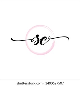 Initial letter SC beautiful handwriting logo vector template