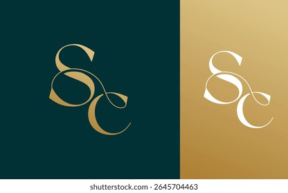Initial letter SC CS logo design vector illustration for couple, wedding, and business
