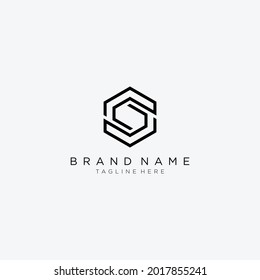 Initial letter SC hexagon logo, monogram line art style design template.