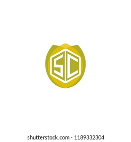Initial Letter SC Hexagonal Shape Logo Design with Leaf, Nature, Ecology, Environment Illustration