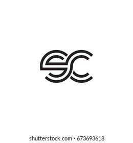 Initial letter sc, linked outline rounded lowercase, monogram black