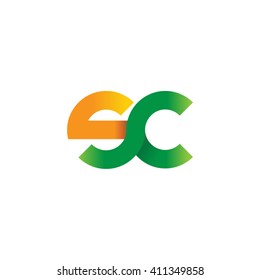 initial letter sc linked round lowercase logo orange green