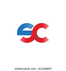 initial letter sc linked round lowercase logo blue red