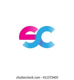 initial letter sc linked round lowercase logo pink blue purple