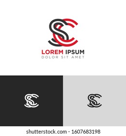 Initial Letter SC linked uppercase overlap modern logo design template. Suitable for business, consulting group company